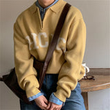 WIAOFELLAS  -  Autumn and winter long-sleeved sweater pullover jacket men's loose letters Korea Dongdaemun men's fashion