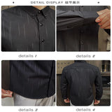 WIAOFELLAS  -  5XL Plus Size Men's Striped Shirt Business Office Long Sleeve Slim Shirts Blouse Men Chemise Homme Luxe Haute Qualite Streetwear