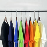 WIAOFELLAS  -  Pure Cotton Short Sleeve T-shirt Men's Round Neck Loose Solid Color Base Shirts Top Tees
