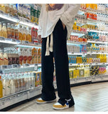 WIAOFELLAS  -  Spring pants high street tide casual sports trousers men's American design trendy brand draped wide-leg floor trousers