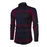WIAOFELLAS  -  Spring and Autumn Youth Men's Korean Version Slim Fit Long Sleeve Casual Plaid Shirt