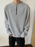 WIAOFELLAS  -  Autumn Trendy American Long Sve T-irt Men's Base irt f Zipper Hoodie Bla Retro Youth Casual Loose Fit round