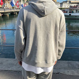 Wiaofellas Korean Menswear Fashion Grey Loose Hooded Sweatshirt Casual Pants Set Spring New Tops And Pants Are Sold Separately