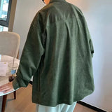 WIAOFELLAS  -  Retro Corduroy Shirt Men Loose Casual Workwear Jacket American Style Fashion
