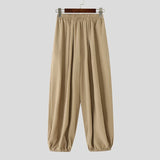 WIAOFELLAS  -  Men Pants Solid Color Elastic Waist Loose Wide Leg Trousers Men Streetwear 2025 Joggers Fashion Casual Long Pants S-5XL