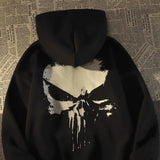 WIAOFELLAS  -  Mens Hoodie Casual Skull Graffiti Hoodie American Fashion Trend All-match Personality Thin Jacket Men's Clothing Spring New