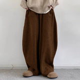 Wiaofellas  -  Men Pants Solid Color Joggers Loose Corduroy Drawstring Trousers Men Streetwear Fashion Casual Wide Leg Pants Men