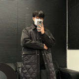 Wiaofellas  -  Turn-down Collar Long Sleeve Men Long Duck down Jacket Pocket Design Simple Male Tops Korea Fashion Casual