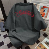 WIAOFELLAS  -  American Pure Cotton Personalized Short-sleeved T-shirt Men Spring Summer New Trendy Brand Y2K Handsome Three-quarter Sleeve Top