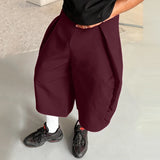 WIAOFELLAS  -  Men Pants Solid Color Joggers Loose Wide Leg Trousers Men Streetwear Korean Style Fashion Casual Male Calf-length Pants