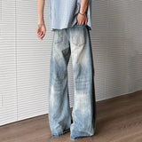 WIAOFELLAS  -  Summer Men's Denim Pants Washing Holes Design Gradient Color Worn-out Bottom Loose Male Wide Leg Jeans Fashion