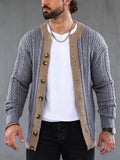Wiaofellas  -  Knitwear Mens Vintage Sweatercoats Autumn Casual Long Sleeve Button V Neck Knit Jackets Men Fashion Patchwork Sweater Cardigans