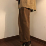 WIAOFELLAS  -  Japanese Retro Pants Solid Cargo Wide Leg Elastic Cargo Pants Men Street Loose Straight Vertical Casual Trousers