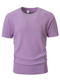 WIAOFELLAS  -  New Casual Mens Short Sleeve T Shirts Flannel Solid Color Elastic Slim Fit T-shirt Men Spring Summer Fashionable Pullovers