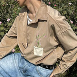 Wiaofellas  -  Mens Japanese Corduroy Floral Embroidered Long-Sleeved Shirt New Genderless Fashion Youth Trend Comfortable Shirt Unisex