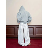 Wiaofellas  -  Men's Casual White Wide Leg Pants Street Style Versatile Design Large Straight Cut Long Trousers