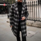 WIAOFELLAS  -  Mens Autumn Winter Jacket Trendy Fashion Plaid Causal Smart Business Coat European Classic Elegant Retro Old Fashion Coat