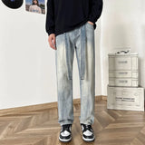 WIAOFELLAS  -  New Autumn Style Versatile Trendy Brand Loose Slimming American High Street Trousers Washed Casual Straight Wide Leg Jeans