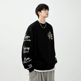Wiaofellas Heavyweight Loose Embroidered Sweatshirt for Men Autumn Fashion Brand Japanese Men's Vintage Long Sleeve Hoodie