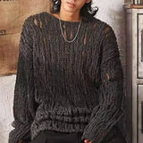 Wiaofellas  -  Men Sweater Round Neck Long Sleeve Hollow Out Sexy Pullover Top Male Solid Color Knitting Top Casual Work Streetwear