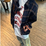 WIAOFELLAS  -  Japanese Street Style American Brand Casual Simple Vintage Versatile Lapel Shirt Men Women's Cardigan Loose-Fit Plaid Shirt