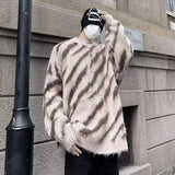 WIAOFELLAS  -  Hong Kong style lazy striped contrasting sweater for men in autumn and winter fashion brand versatile casual loose jacket