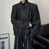 Wiaofellas  -  Men's Clothing Luxury Leisure Zipper Jacket Streetwear Solid Color  Harajuku Long Sleeve Pocket Coats Korean Popular Outwear