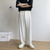 WIAOFELLAS  -  Black White Suit Pants Men Fashion Social Mens Dress Pants Korean Loose Straight Casual Pants Mens Office Formal Trousers M-2XL