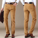 WIAOFELLAS  -  Plus Size 28-40 Men Corduroy Pants Spring Autumn Winter  Casual Loose Slim  Straight Long Business Chinos Black Blue Father