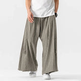 WIAOFELLAS  -  Men Striped Pants Elastic Waist Joggers Loose Casual Wide Leg Trousers Men Streetwear 2025 Oversize Vintage Male Pants