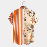 Wiaofellas  -  New Men's Beach Shirts Hot Sale Hawaiian Color Matching Striped Shirt Men Casual Oversized Short Sleeve Shirt Chemise Homme