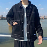 Wiaofellas  -  Denim Jacket Men's Spring and Autumn Style Trendy Handsome Loose and Versatile Japanese Men's Trendy Autumn Work Jacket