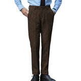 Wiaofellas  -  Men Formal Herringbone Woolen Double-pleated Suit Trousers Solid Color Light Luxury Naples Premium Business Dress Pants New