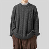 WIAOFELLAS  -  Winter Striped Sweater Men Harajuku Knitted Solid Jumpers Oversized Streetwear Hip Hop Men Casual Warm Black Pullover Sweaters