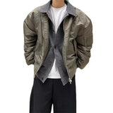 WIAOFELLAS  -  Senior sense patchwork fake two pilot coats men's spring American vintage Instagram fashion loose street jacket