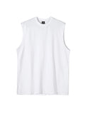 Wiaofellas  -  Summer Simple Male Sleeveless Top Loose Solid Color Casual Round Collar Cotton Vest New Stylish Men's T-shirt Pullover