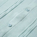 WIAOFELLAS  -  Summer Men's Knit Lapel Striped Polo Shirt Solid Short Sleeve Fashion Light Luxury Popular Clothing Retro Knitwear Tops M-3XL