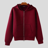 WIAOFELLAS  -  Men Hoodies Solid Zipper Hooded Long Sleeve Casual Sweatshirts Men Streetwear Loose Fashion Male Cardigan Zip Hoodie