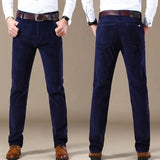 WIAOFELLAS  -  Plus Size 28-40 Men Corduroy Pants Spring Autumn Winter  Casual Loose Slim  Straight Long Business Chinos Black Blue Father