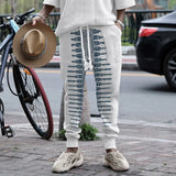 Wiaofellas  -  Men's American Retro Technology Printing Conventional Fabric Loose V-neck Casual Long Sleeve Pants Men's Wear