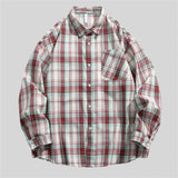 WIAOFELLAS  -  Spring Autumn Long Sleeve Casual Shirts Men American Style Checkered Shirt Mens Loose High Quality Vintage Tops Coat Male Couple