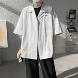 WIAOFELLAS  -  Summer Blue Short Sleeved Shirt Men Fashion Society Mens Dress Shirt Korean Loose Casual White Shirt Mens Office Formal Shirts