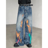 WIAOFELLAS  -  Blue Baggy Jeans Men Oversized Retro Graffiti Jeans Men Streetwear Hip-hop Loose Wide Leg Jeans Mens Vintage Denim Pants