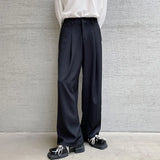 Wiaofellas  - Personality Autumn Suit Pants Korean Streetwear Fahshion Simple Trend Wide Leg Floor Dragging Black Brown Trousers 2Y2743