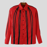 WIAOFELLAS  -  Men Shirt Patchwork Color-block Lapel Long Sleeve Men Clothing Loose Streetwear Fashion Casual Tops Male Shirts S-5XL