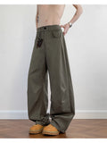 Wiaofellas  -  Men's Loose Fit Casual Pants 2026 M-5XL Plain Color Wide Leg Comfortable Blend Urban Streetwear Daily Wear Black White
