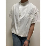 Wiaofellas  -  Stylish Thin Cotton Linen Shirt Men Summer Fashionable Seven Sleeve Shirt Trendy Men Pairing Handsome Loose Fit round Neck