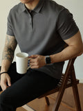 WIAOFELLAS  -  Fashionable Mens Slim Fit Polo Shirts Short Sleeve Button Turn-down Collar Polo Shirt Spring Summer Casual Men Solid Color Polos
