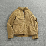 WIAOFELLAS  -  Classic vintage button-down biker jacket top men's youth cotton khaki do old wash cargo coat trend