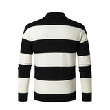 Wiaofellas  -  New Men's Slim Fit Striped Pullover Sweater Knitted Youth Fashion Casual Bottom Shirt